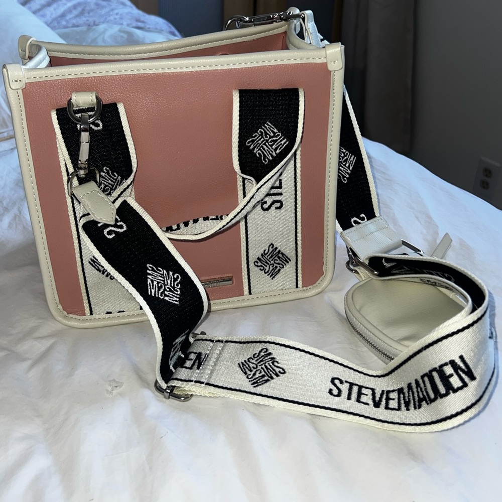 Steve Madden Pink and White Crossbody Bag